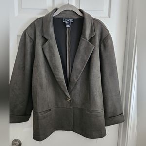 NYCC Woman's Plus Dark Green Suede Blazer.